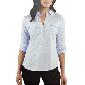 Jones New York Women's 1/4 Button Down Cuffed Top